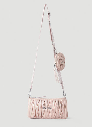 Miu Miu Unisex Shine Matelassé Shoulder Bag in Pink