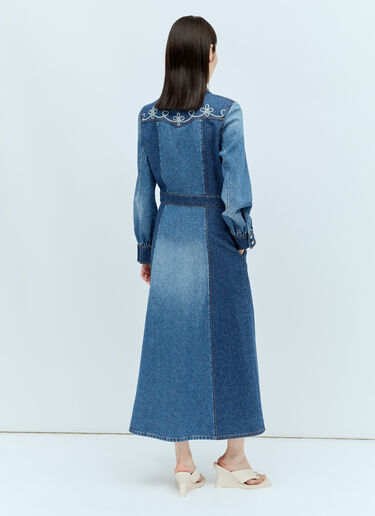 Chloé Embroidered Denim Shirt Dress Blue chl0256001