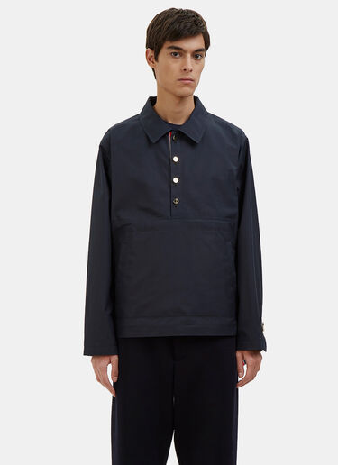 Thom Browne Waxed Cotton Packable Anorak Jacket Navy thb0125010