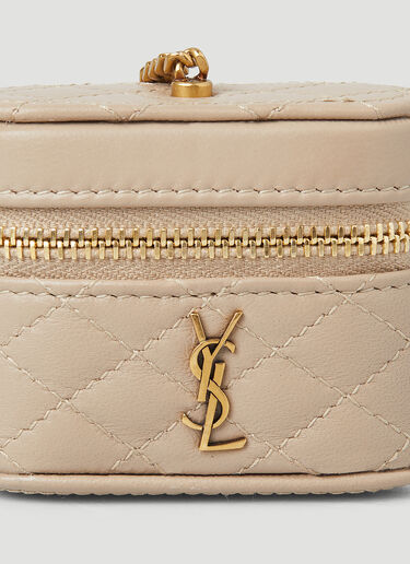 Quilted Logo Plaque Airpods Holder Saint Laurent Quilted Logo Plaque Airpods Holder Beige sla0249202
