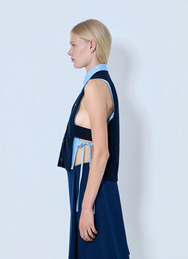 LN-CC® - Miu Miu: V-Neck Logo Vest - Blue Miu Miu V-Neck Logo Vest Blue miu0264105