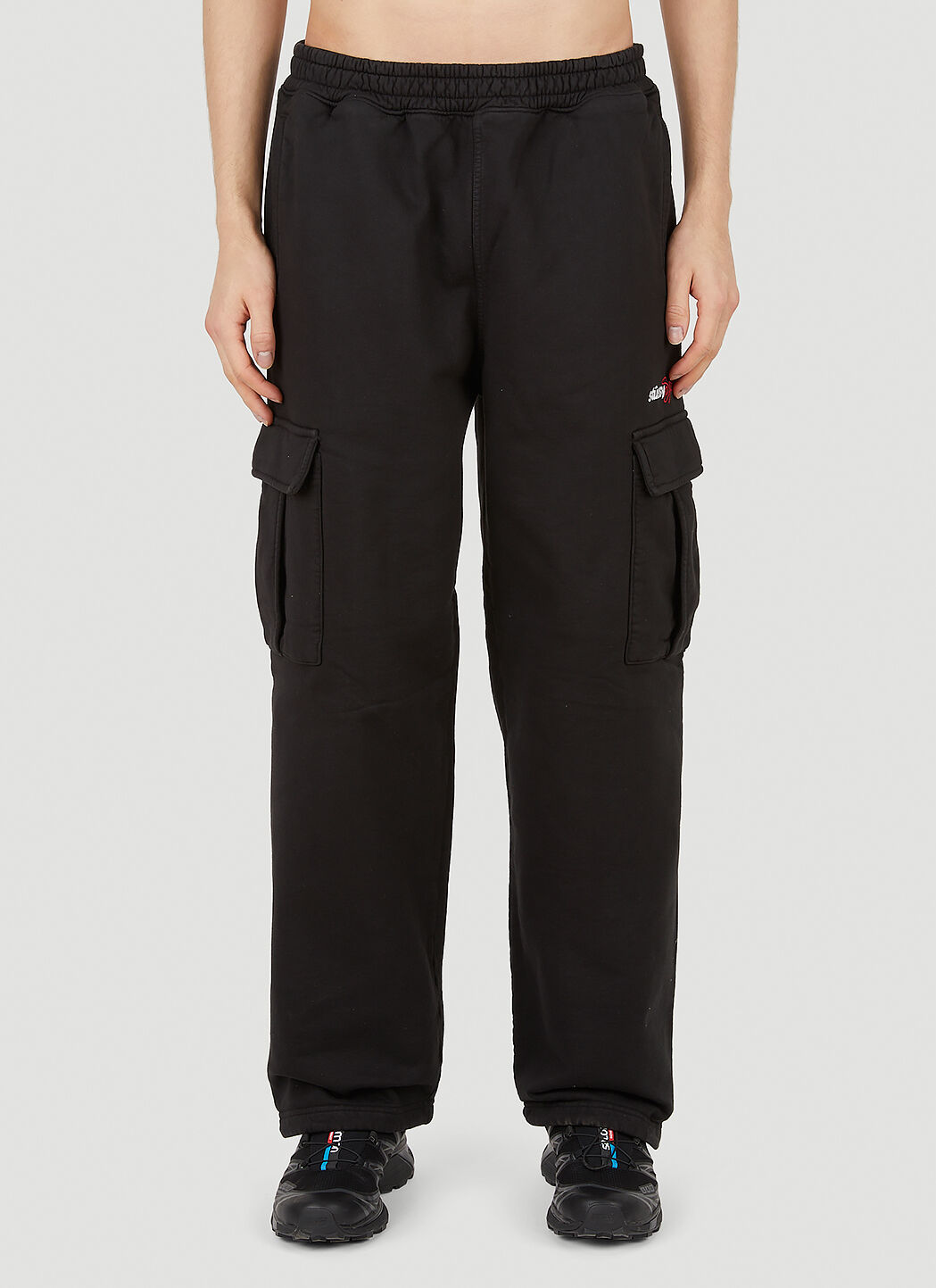 Black fleece cheap cargo pants