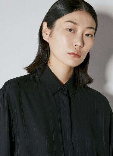 Saint Laurent Stripe Logo Motif Shirt Black sla0253035