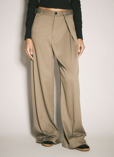 MM6 Maison Margiela Wide-Leg Pinched Pants Khaki mmm0257007