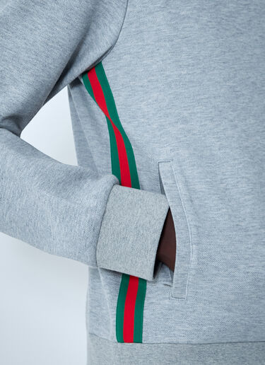 Gucci Web Motif Zip-Up Sweatshirt Light Grey guc0161014
