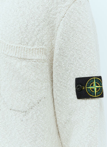 Stone Island Half-Zip Textured Knit Sweater Beige sto0156082