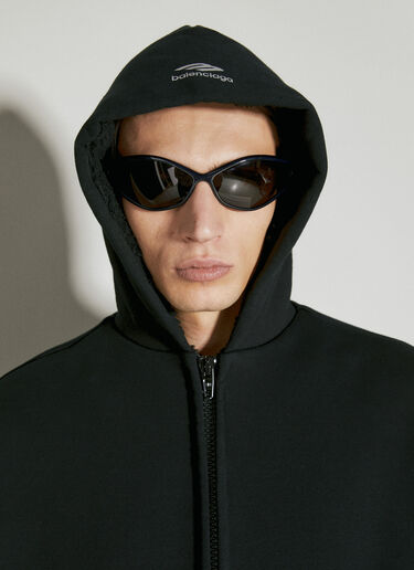 Balenciaga 3B Sports Icon Outerwear Zip-Up Hooded Sweatshirt Black bal0155101
