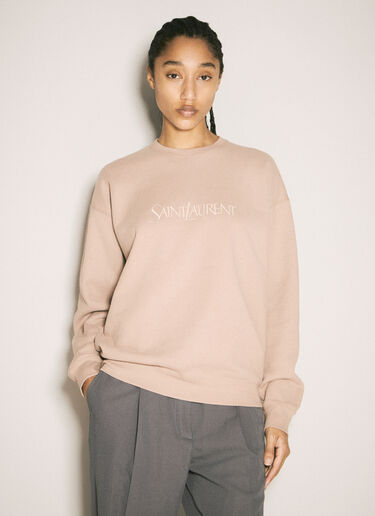 Saint Laurent Logo Embroidery Sweatshirt Beige sla0257025