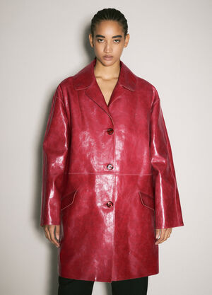 Prada Crackle Suede Coat Red pra0258011