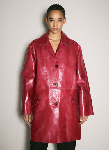 Prada Crackle Suede Coat Red pra0258011
