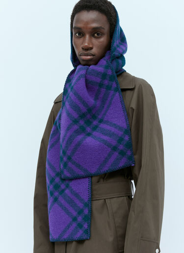 Burberry ウールフード付きチェックスカーフ グリーン bur0154031
