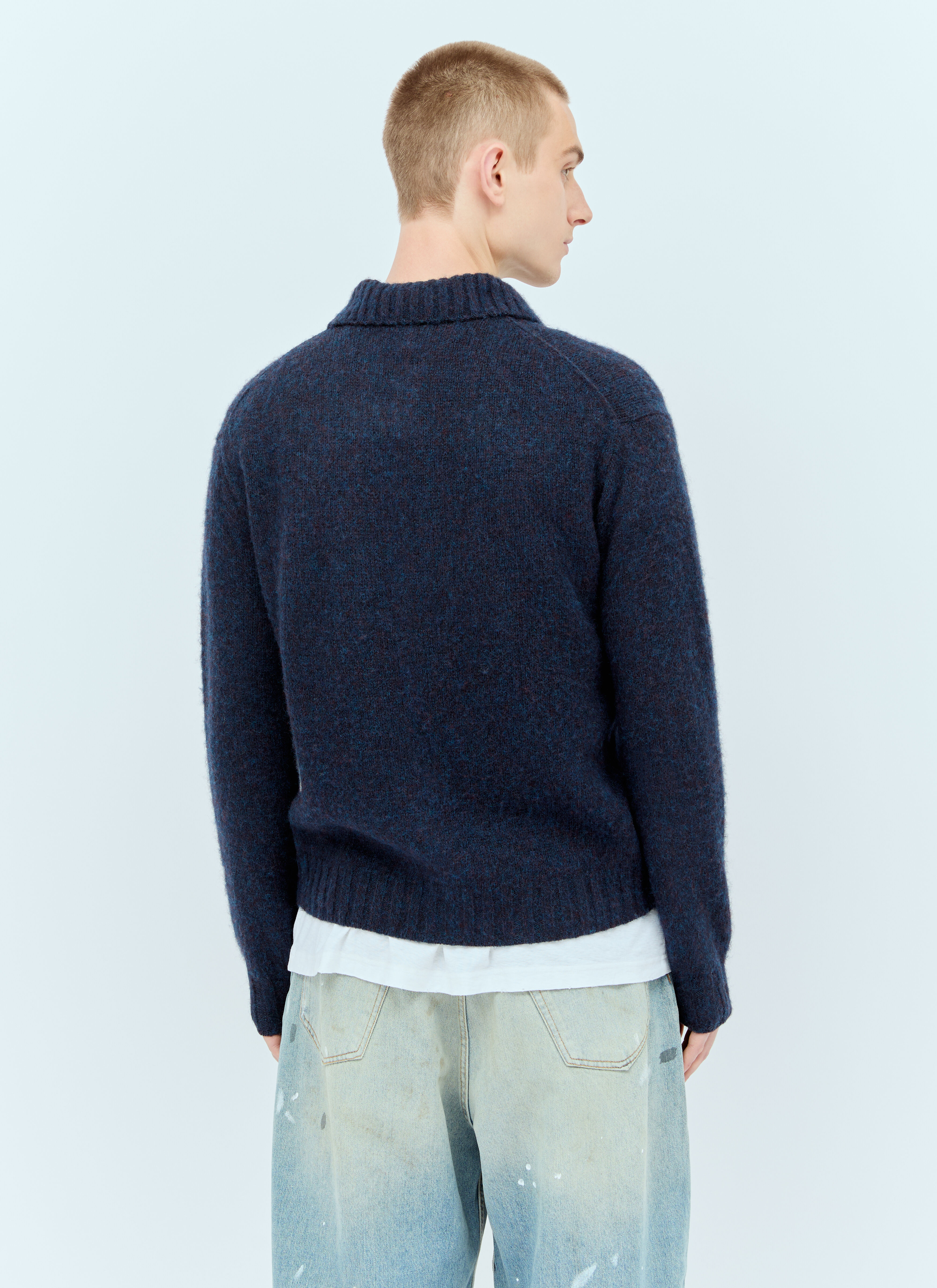 Acne Studios Men's' Polo Wool Cardigan in Blue | LN-CC®