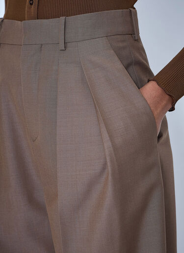 Saint Laurent Wool Blend Wide-Leg Pants Brown sla0264043