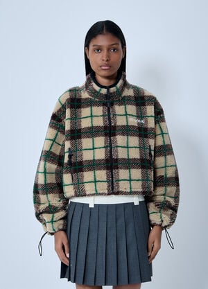 Miu Miu Teddy Check Coat Brown miu0263006