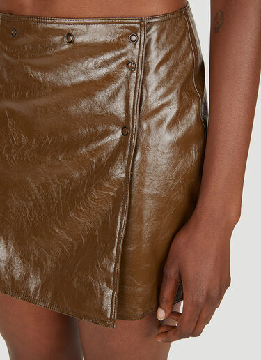 GANNI Patent Mini Skirt Brown gan0251080