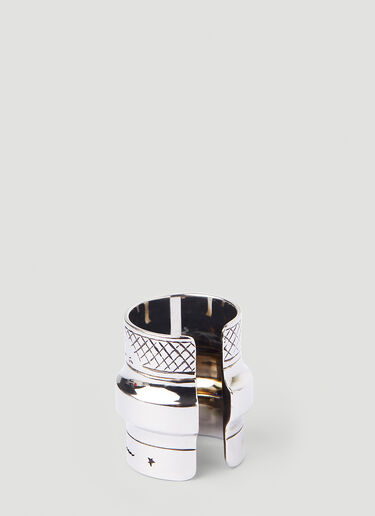 Alexander McQueen Stacked Engraved Ring Silver amq0245076