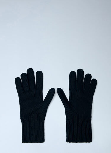 LN-CC® - Moncler: Ribbed Knit Gloves with Logo Patch - Black Moncler Ribbed Knit Gloves with Logo Patch Black mon0166047