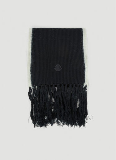 Moncler Logo Patch Fringe Scarf Black mon0250026