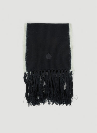 Moncler Logo Patch Fringe Scarf Black mon0250026