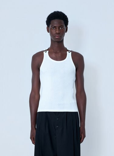 Jean Paul Gaultier Ribbed Tank Top with Metallic Hardware White jpg0364003