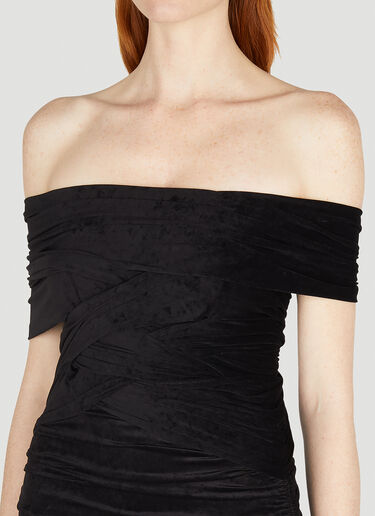 Alexander Wang Ruched Off-Shoulder Mini Dress Black awg0251010