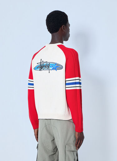 LN-CC® - Stüssy: Stripe Raglan Crewneck Sweatshirt - Red Stüssy Stripe Raglan Crewneck Sweatshirt Red sts0164032