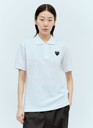 Comme Des Garçons PLAY Logo Patch Polo Shirt White cpl0356002
