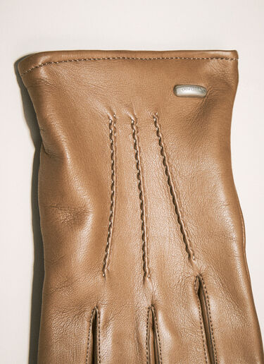 Our Legacy Topstitched Leather Gloves Brown our0158019