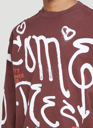 Come Tees Spray Logo Print Sweatshirt Brown com0340008