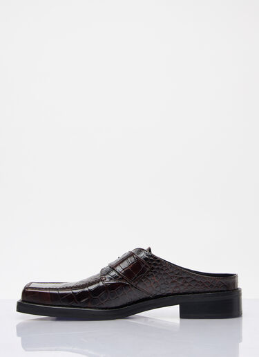 Martine Rose Square Toe Buckle Mules Brown mtr0158019