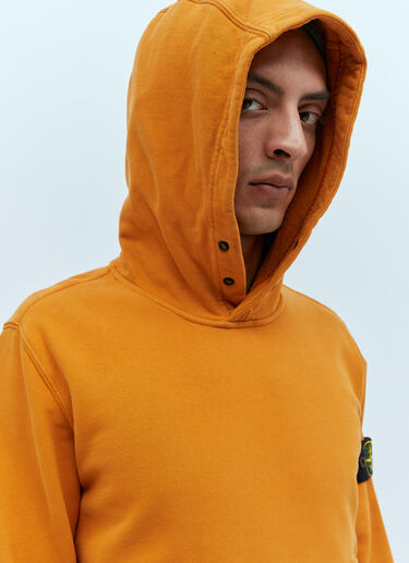 Stone Island Hooded Compass Patch Sweatshirt Orange sto0154054