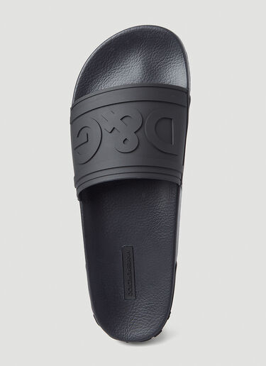 Dolce & Gabbana 徽标压花拖鞋 黑色 dol0145036