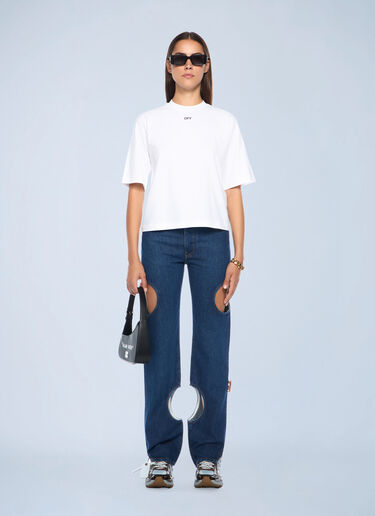 Embroidered Flowers Boxy Logo T-Shirt Off-White Embroidered Flowers Boxy Logo T-Shirt White ofw0262040