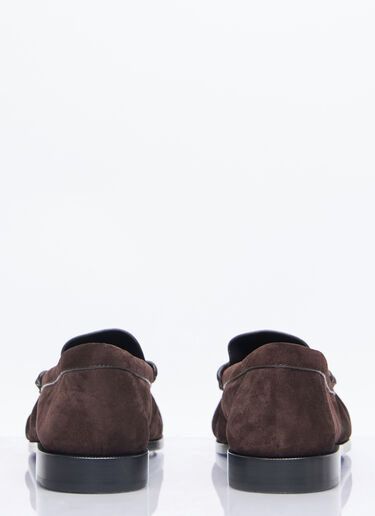 Saint Laurent Le Loafer Suede Penny Slippers Brown sla0257047