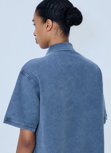 Alexander Wang Cropped Piqué Polo T-Shirt Blue awg0264007