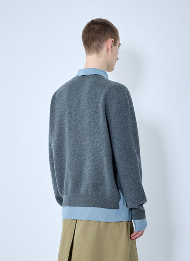 Miu Miu Logo Motif Knit Polo Sweater Blue miu0360007