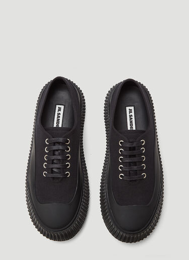 Jil Sander Ribbed-Sole Canvas Sneakers Black jil0243023
