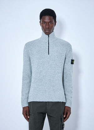 Stone Island Half-Zip Wool Sweater Blue sto0165014