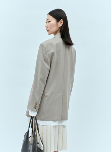 Miu Miu Single-Breasted Wool Blazer Beige miu0256004