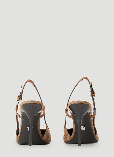 Versace Logo Sling Back High Heels Beige vrs0253030