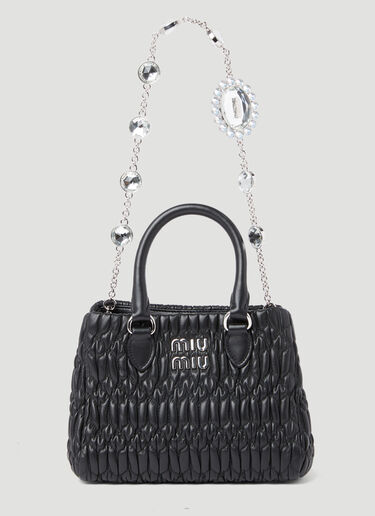 Miu Miu Miu Crystal Leather Handbag Black miu0254069