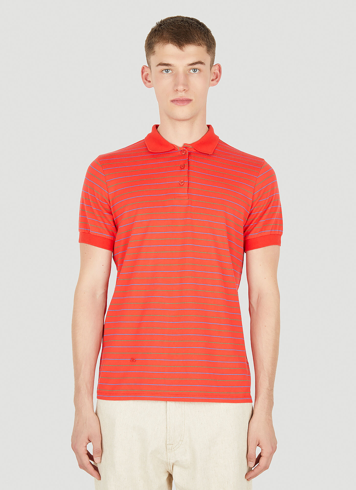 Erl Striped Polo Top In Red