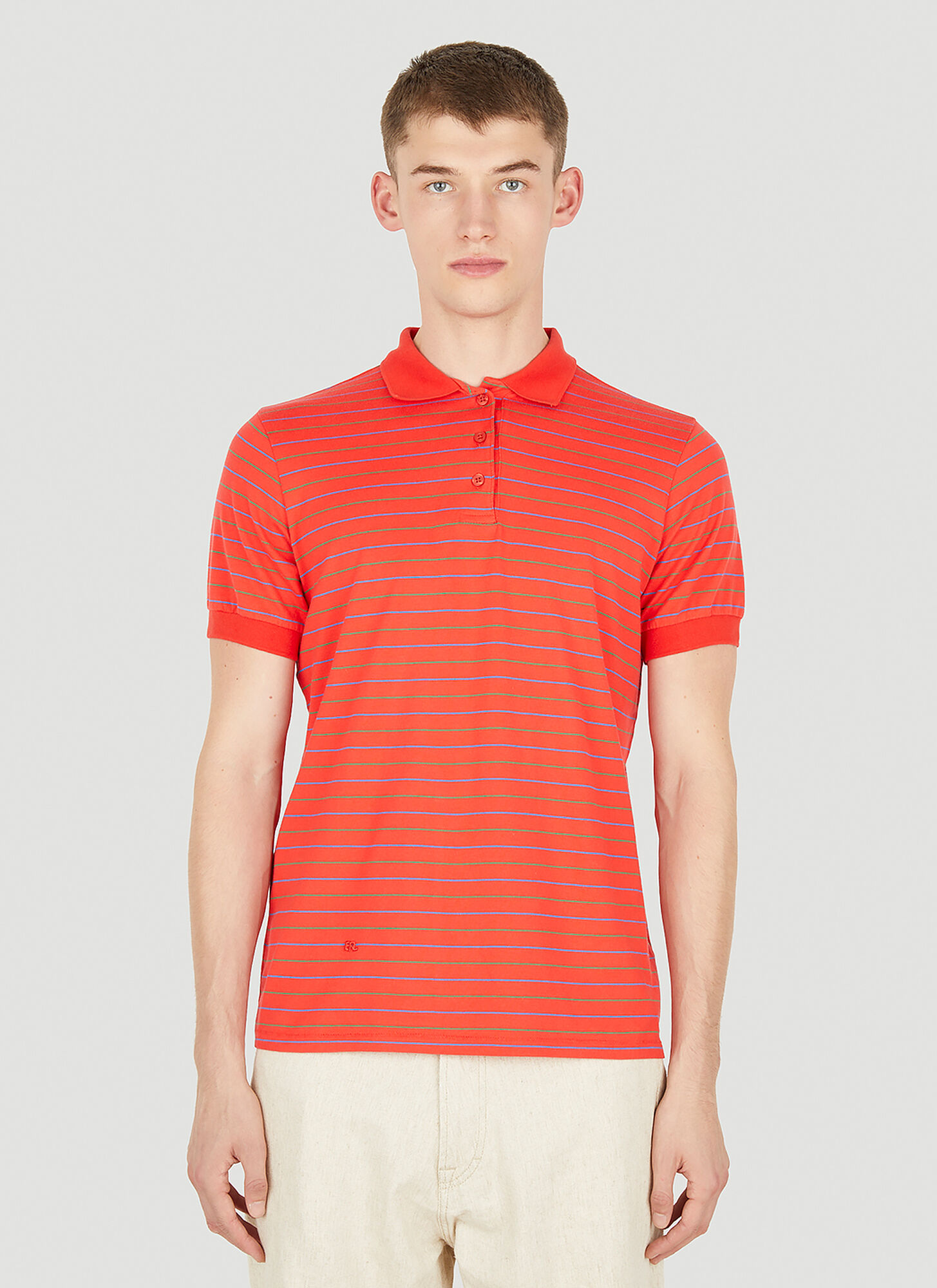Shop Erl Striped Polo Top In Red