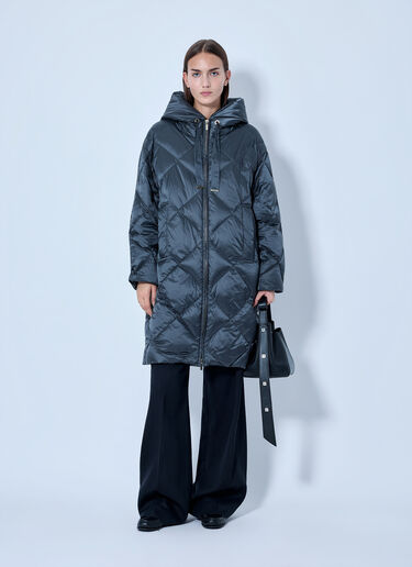 LN-CC® - Max Mara: Quilted Hooded Coat - Blue Max Mara Quilted Hooded Coat Blue max0266163