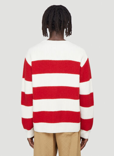 Gucci Intarsia-Stripe Knitted Sweater Red guc0141109