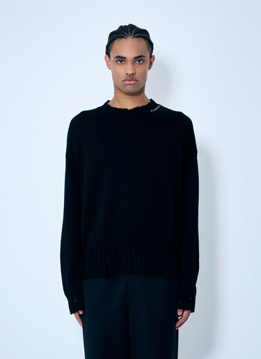 Marni Distressed Cotton Sweater Black mni0159003