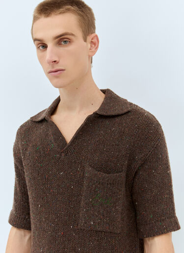 ERL Wool-Blend Polo Shirt Brown erl0158004