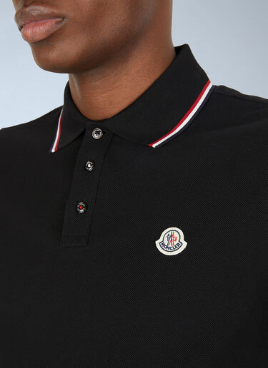 Moncler Stripe Trims Polo Shirt Black mon0149019