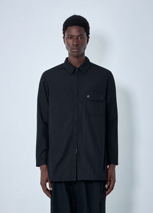 Yohji Yamamoto Chain Stitch Broad Zip Open Blouse Black yoy0164001