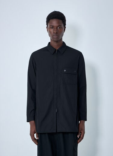 Yohji Yamamoto Chain Stitch Broad Zip Open Blouse Black yoy0164001